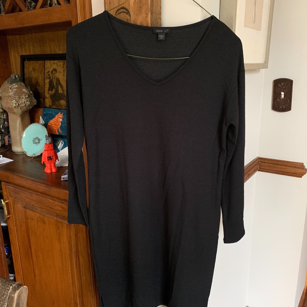 J jill petites cotton blend whatever collection side slit dress.